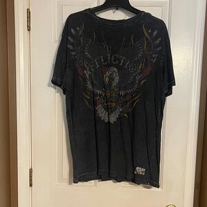 Affliction Charcoal Graphic Tee with Eagle Design